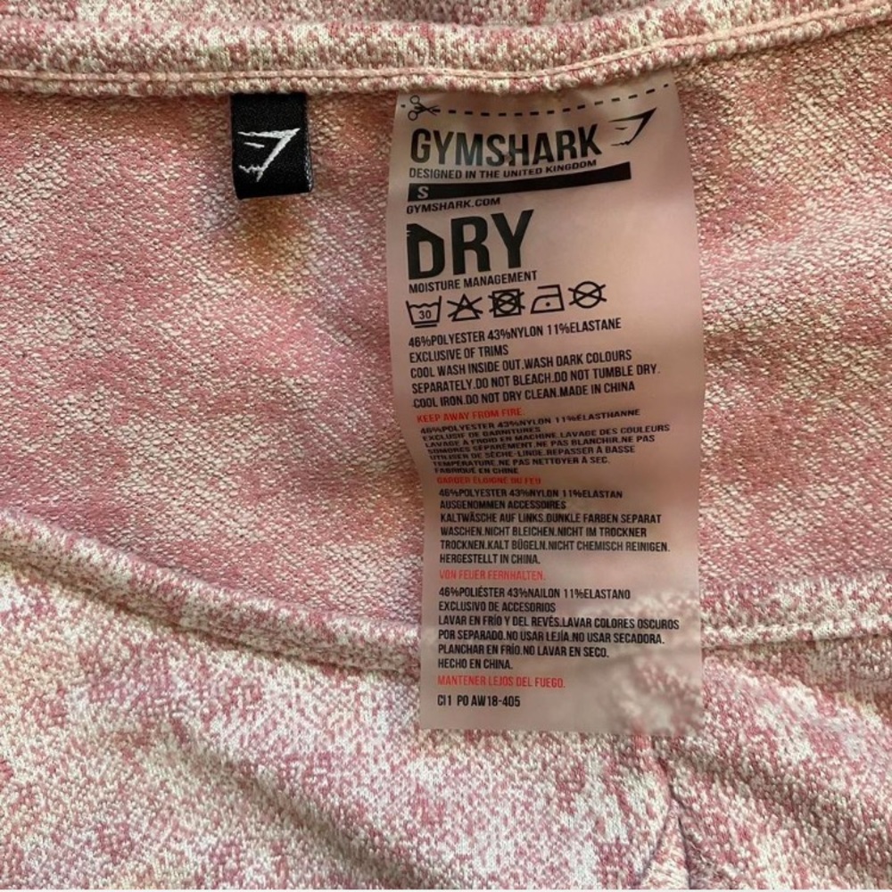 Gymshark Pink Fleur Textured Long Sleeve Crop Top w/ Front Keyhole size Small - Picture 6 of 6